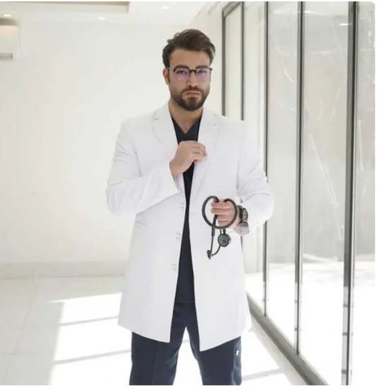 تصویر روپوش سفید مردانه مدل کتی بلند(۸۴-۸۸ سانت)آسترکشی شده