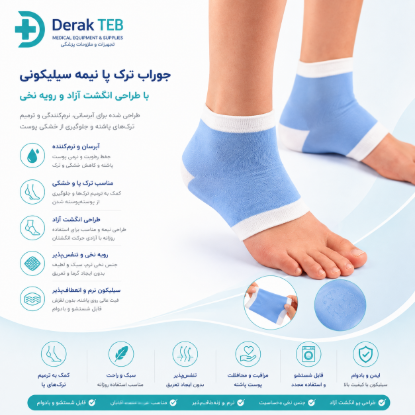 تصویر جوراب ترک پا نیمه سیلیکونی با طراحی انگشت آزاد و رویه نخی