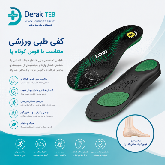 تصویر کفی طبی ورزشی متناسب با قوس کوتاه پا